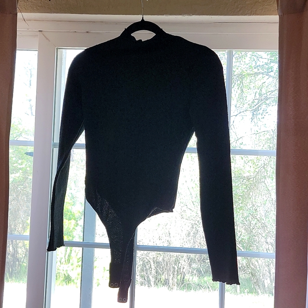 Mock neck textured bodysuit